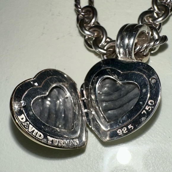 David Yurman 18K & Sterling Silver Heart Locket Enhancer Pendant - Picture 6 of 6